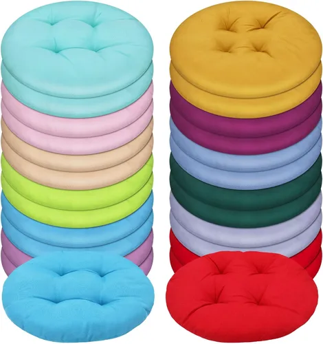 Miniatura 10 de Tinideya 24 Piezas Cojines Redondos de Suelo Almohadas de Suelo Cojines de Asiento de Meditación Asientos Flexibles para Adultos y Niños, Cojines