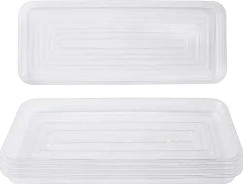 Miniatura 7 de Idyllize Bandejas de goteo ovaladas de plástico transparente resistente de 5 piezas de 14 por 4 5/8 pulgadas para macetas, alféizares de ventana