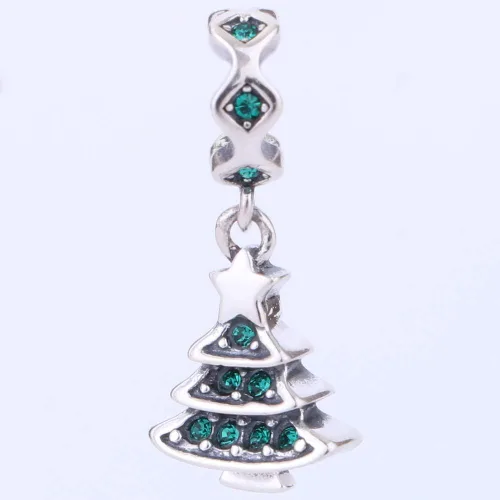 Miniatura 2 de Medias de Navidad, muñeco de nieve, dijes de Papá Noel, plata de ley 925, dijes de cristal de Navidad para pulsera