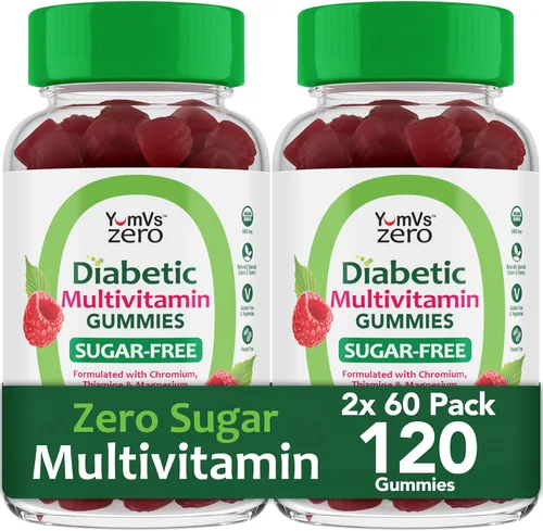 YUM-V'S Gomitas Multivitamínicas | Suplemento de Vitaminas Sin Azúcar para Mujeres y Hombres | Cromo, Tiamina y Magnesio | Gomitas de Sabor Natural