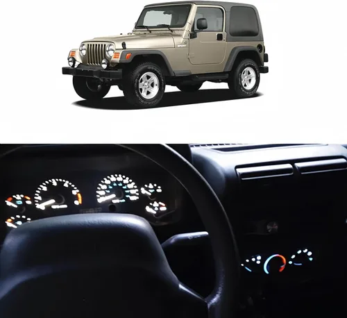 WLJH Panel de instrumentos blanco racimo velocímetro medidor tacómetro odómetro temperatura aceite indicador luz LED paquete para Jeep Wrangler TJ