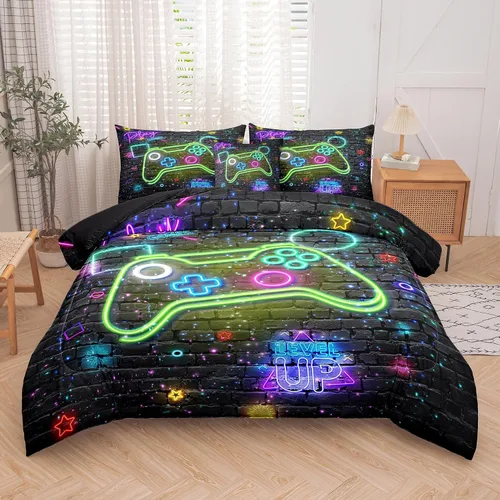 Miniatura 7 de NINENINE Juego de ropa de cama de 5 piezas, juego de ropa de cama de tamaño individual para niños, juegos de edredón individual para niños con 1