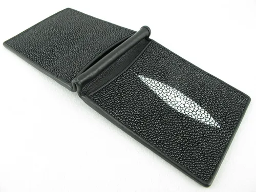 Miniatura 4 de Pelgio Cartera plegable delgada con clip de dinero para piel de Stingray