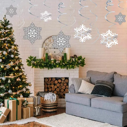 Miniatura 4 de Moon Boat adornos de Navidad, copos de nieve colgantes, remolinos, fiesta de invierno, país de las maravillas, Navidad, suministros