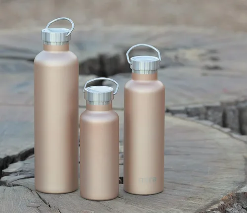 Miniatura 7 de MIRA Alpine - Botella de agua con 2 tapas, frasco de acero inoxidable 18/8 aislado al vacío, acabado brillante duradero, botella Hydro Bottle - 17