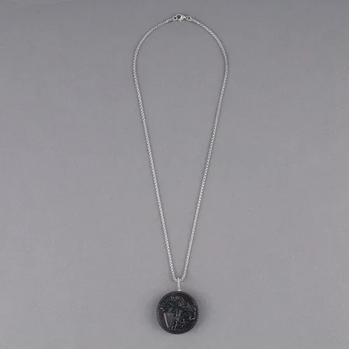 Miniatura 3 de COAI Collar de obsidiana de San Miguel de joyería religiosa