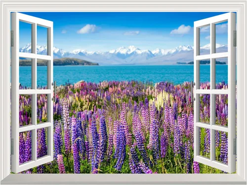 Miniatura 2 de Wall26 - Adhesivo para pared / Mural para pared, extraíble, diseño de río en un pueblo tranquilo, decoración para pared, vista creativa de ventana