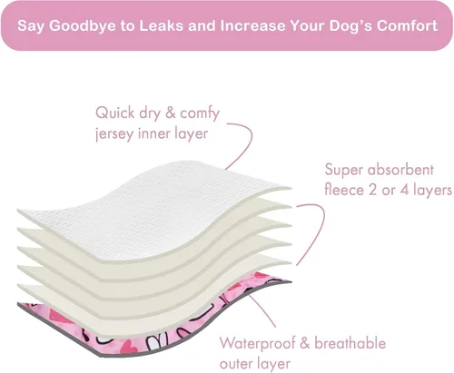 Miniatura 4 de CuteBone Pañales para Perras Hembras Lavables Pequeño Mediano Grande Paquete de 3 Pañales Reutilizables para Perritas Pantalones de Período