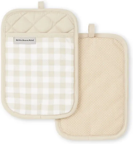 Miniatura 11 de KitchenAid Juego de 2 soportes para ollas a cuadros, cielo aguamarina, 7 x 10 pulgadas Aqua Sky
