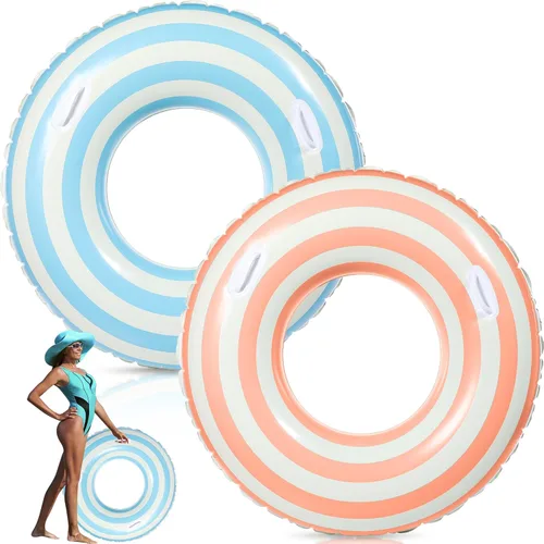 Gemscream 2 anillos de natación grandes con asas de 47.24 pulgadas, flotadores inflables de piscina para adultos y adolescentes, tamaño para