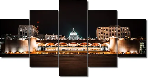 Miniatura 105 de TUMOVO Fotos en lienzo de Estados Unidos, Cincinnati, Ohio, Skyline at Dusk para tu sala de estar, impresiones de paisaje urbano de rascacielos