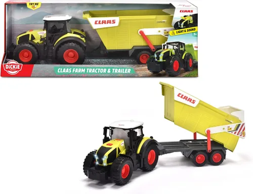 Miniatura 8 de DICKIE TOYS Tractor CLAAS con remolque (25.2 in) - Tractor de juguete grande con ruedas giratorias para niños de 3 años en adelante, juguete