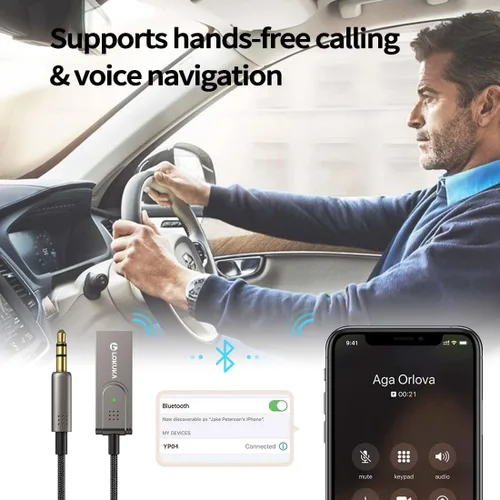 Miniatura 7 de Adaptador Bluetooth 5.3 a auxiliar para automóvil, receptor USB a TRS de 0.138 in - Añade Bluetooth al automóvil, altavoz, audio estéreo doméstico