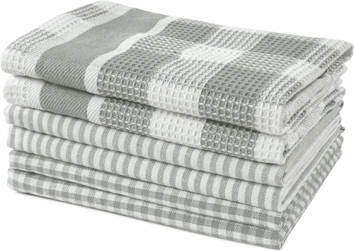 Miniatura 14 de LANE LINEN Juego de 6 paños de cocina de algodón para secar platos, 18 x 28 pulgadas, absorbentes, de secado rápido, color beige 07: Amarillo