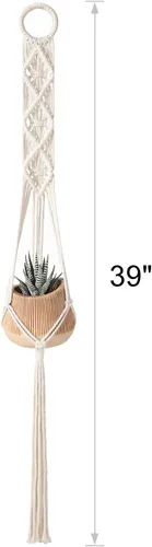 Miniatura 7 de Mkono Paquete de 3 perchas de macramé de 39 pulgadas para colgar en la pared de interiores, cesta para macetas, soporte para macetas, decoración