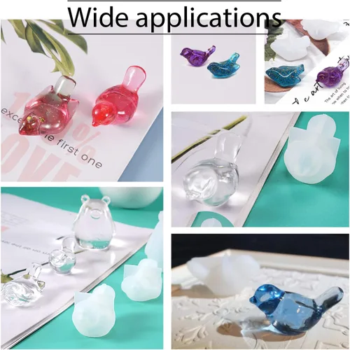 Miniatura 7 de arricraft 10 moldes de resina de silicona 3D para pájaros, moldes de fundición de resina epoxi para joyería de resina UV, manualidades