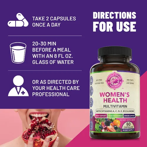 Miniatura 5 de Suplemento multimineral multivitamínico diario para mujer para energía, estado de ánimo, concentración, cabello, piel y uñas. Hecho para mujeres