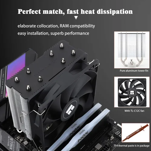 Miniatura 4 de Thermalright Assassin X 120 - Enfriador de aire para CPU SE refinado, ventilador TL-C12C PWM con 1550RPM, refrigeración de CPU de 5.827 in de alto