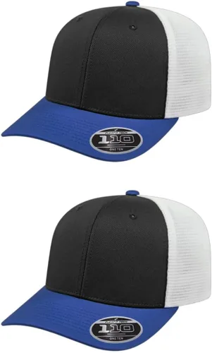 Miniatura 32 de Cap America i8502 Flexfit 110 Premium - Gorra de camionero de perfil medio con 6 paneles de malla trasera con protección UV y cierre ajustable Azul