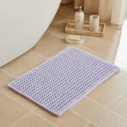 Miniatura 10 de Triohero Tapete de baño con diseño de gofre, tapete de baño pequeño y bohemio, antideslizante, lavable, ultra suave, súper absorbente, de secado