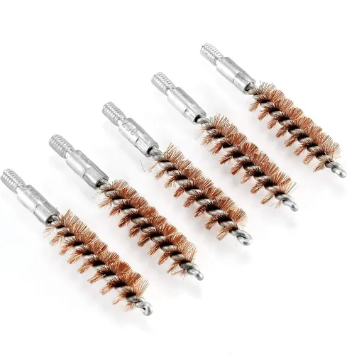 Miniatura 20 de BOOSTEADY Cepillo de limpieza para pistola de bronce con cerdas de fósforo, 5 unidades, para escopeta de pistola con 50 parches cuadrados