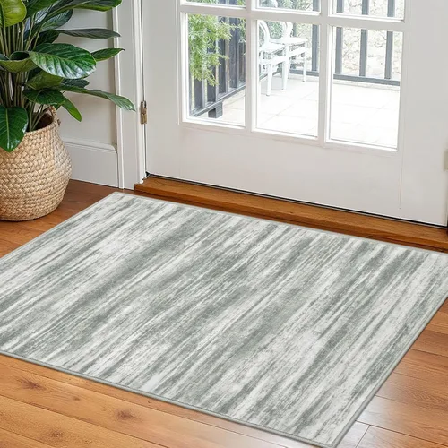 Miniatura 40 de KOZYFLY – Alfombra de pasillo moderna y lavable de diseño abstracto verde, 2 x 5 pies, antideslizante, suave y de pelo corto, ideal para cocina
