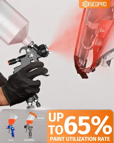 Miniatura 4 de Pistola pulverizadora de aire LVLP para automóviles y pintura de casas, pistolas de pintura automotrices kit premium, boquillas de alta precisión