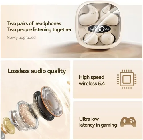 Miniatura 7 de 2 en 1 mini auriculares invisibles planos para dormir con cancelación de ruido, auriculares Bluetooth micro pequeños para dormir de lado con estuche
