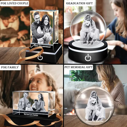 Miniatura 3 de Fanery Sue Foto de cristal 3D personalizada, regalos personalizados para ella, padre, madre, esposa, marido, gran regalo personalizado con tu propia