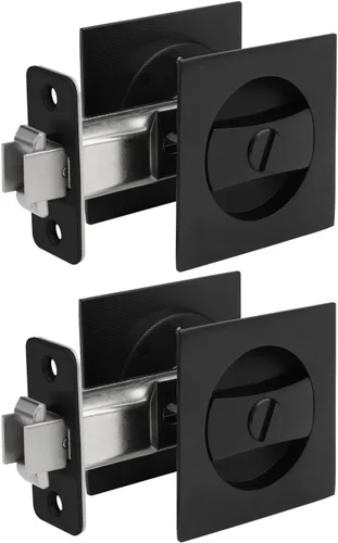 Miniatura 20 de goldenwarm Cerradura de Puerta Corrediza Redonda de Níquel Cepillado, Herrajes para Puerta Corrediza para Orificio Redondo de 2-1/8'', Manijas