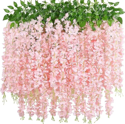 Miniatura 7 de Paquete de 40 guirnaldas de vides de flores de glicina, cuerdas de flores artificiales de 3.75 pies, flores colgantes falsas, flores de guirnalda