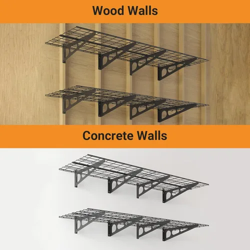 Miniatura 6 de Estantería de garaje de 2 x 6 pies, paquete de 2 estantes de pared para garaje, cocina, almacenamiento de despensa, capacidad de carga total de 800