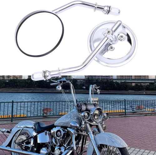 Miniatura 13 de Negro 0.315 in 0.394 in motocicleta mini oval retrovisor espejos para Dyna Softail Touring Sportster 883 1200 Electra Glide Cruisers Choppers