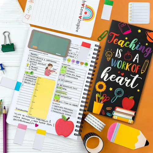 Miniatura 4 de Xqumoi Teaching is A Work of Heart - Juego de notas adhesivas de 550 hojas, lápiz en forma de manzana, blocs de notas autoadhesivas, notas