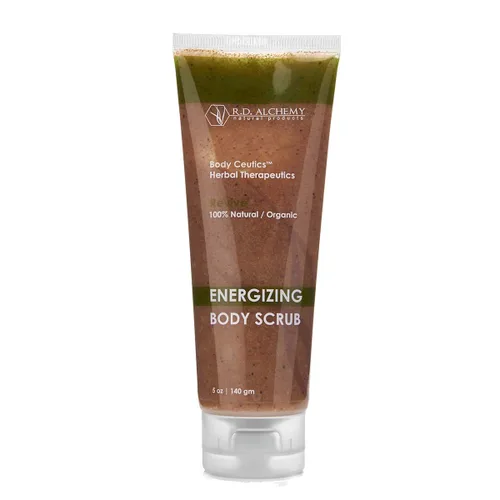 RD Alchemy - Exfoliante corporal energizante 100% natural y orgánico - Exfolia las células muertas de la piel y revela una piel más fresca y
