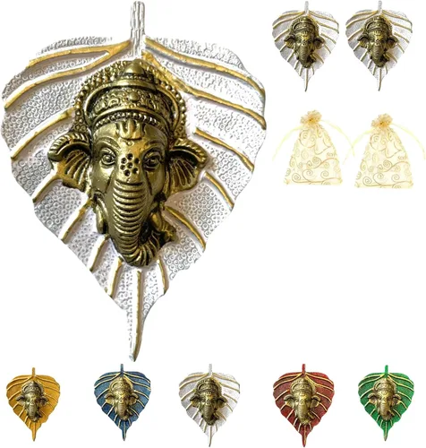 Miniatura 15 de LOVENSPIRE Ganesha de hoja de metal para colgar en la pared, decoración para el hogar, sala de estar, oficina, obra decorativa de arte indio