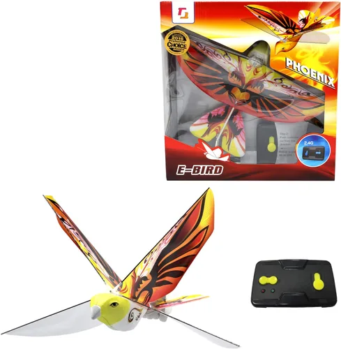 MUKIKIM eBird Orange Phoenix - Drone de juguete volador RC para niños. Control remoto para interiores y exteriores, alas batientes, helicóptero de