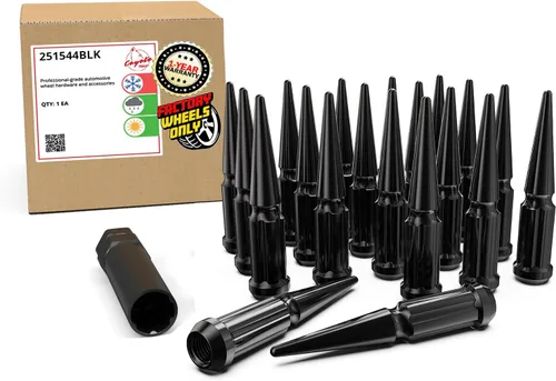 Miniatura 26 de Wheel Accessories Parts 32 Piezas Tuercas M14x1.5 14x1.5 Rosca con Púas de 4.4" de Largo Tuercas Rojas para Camión Spline Hex Compatible con Chevy