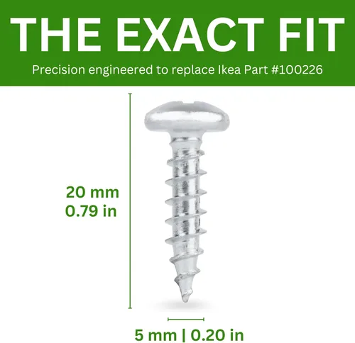 Miniatura 4 de Spare Hardware Parts Repuesto para tornillo de muebles IKEA TRX plano para aglomerado - Parte #100226 Tornillo de aglomerado M5.0-2.2×20 Rosca