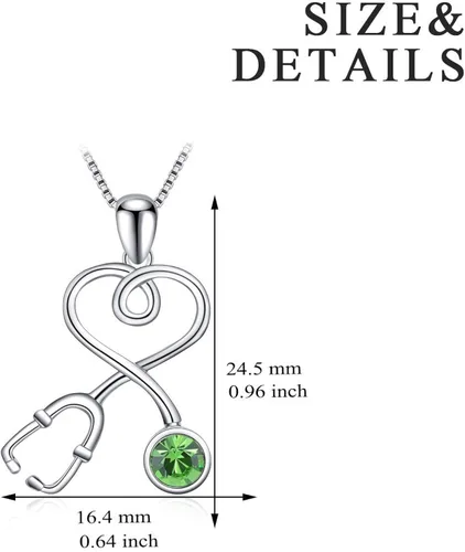 Miniatura 2 de AOBOCO Collar de estetoscopio de plata de ley adornado con cristales de Austria, regalos de la semana de la enfermera de graduación 2023, joyería