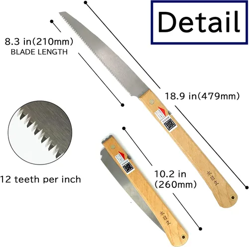 Miniatura 6 de KAKUGEN JAPAN Sierra plegable con mango de madera natural Japón hecho dientes ligeros con borde de cuchillo