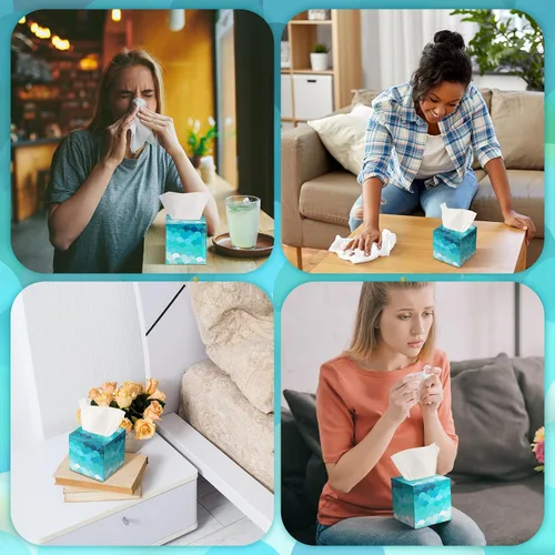Miniatura 5 de Zonon 12 piezas de 960 hojas cuadradas de pañuelos, caja de papel de seda de viaje con 2 capas, 80 unidades, bolsillo facial suave, soporte