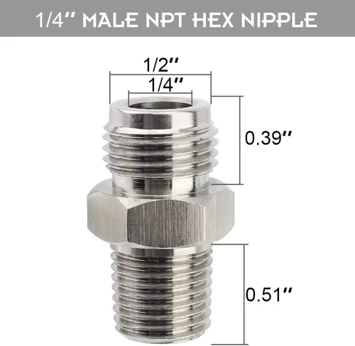 Miniatura 2 de OneBom Poste de bloqueo de bola con paletas, boquilla hexagonal NPT macho de 1/4 pulgadas, adaptador de barril de maíz líquido de 19/32 "-18 Gas