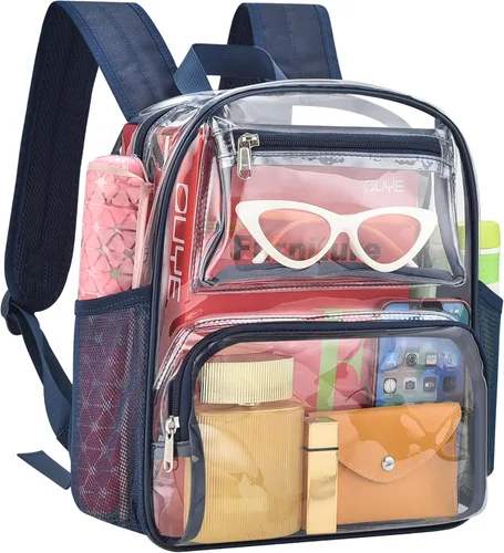 Miniatura 10 de MAY TREE Mochila Transparente Aprobada para Estadios para Mujeres y Hombres, Bolsa Transparente para Eventos, Negro, Grande