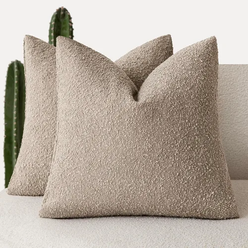 Miniatura 66 de Foindtower - Juego de 2 fundas decorativas de textura de bucle, fundas de almohada acentuadas, fundas de cojín sólidas, neutrales, para sofá, silla