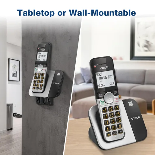 Miniatura 7 de VTech Teléfono inalámbrico de 2 auriculares con pantalla grande y botones grandes, DECT 6.0 con identificador de llamadas/llamada en espera, altavoz