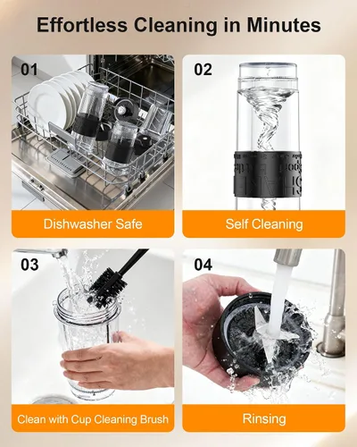 Miniatura 7 de Licuadora de batidos, licuadora personal de 650 W para batidos y licuados con taza molinillo y 2 tazas portátiles sin BPA (20 onzas + 14 onzas)