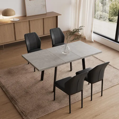 Miniatura 22 de Zerifevni 47.2"- 62.9" Extendable Dining Table Set of 5 Kitchen Table with 4 Dining Chairs, Modern Gray Wood Grain, Waterproof Scratchproof for