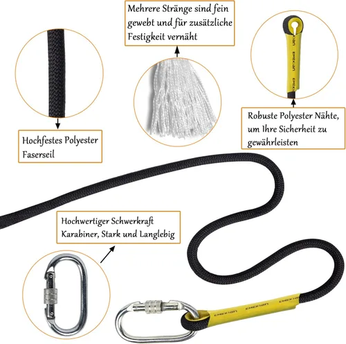 Miniatura 2 de Cuerda de escalada para interiores y exteriores, 10/12/0.551 in (32FT/49FT/65FT/98FT), cuerda de escalada en roca estática para cuerda de escape