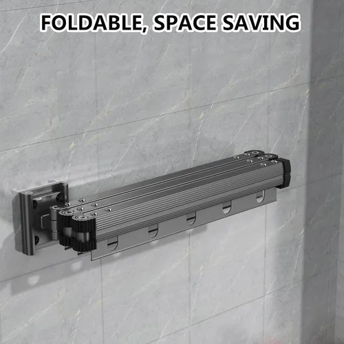 Miniatura 2 de Estante de secado de ropa plegable para colgar en la pared, estante retráctil de secado de ropa para interiores, ahorro de espacio, estante de 2